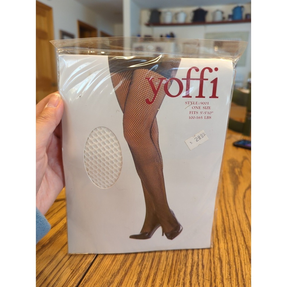 New Vintage Yoffi Fishnet White Pantyhose Fits 5 Ft To 5'10 And 100 To 165‎ Lbs